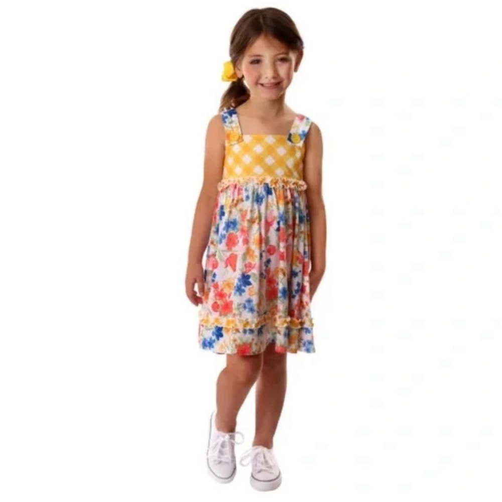 JONA  Michelle  Summer Floral Dress W/Yellow Gingham Top
SIZE  Girls  (7) NWT - Picture 3 of 16